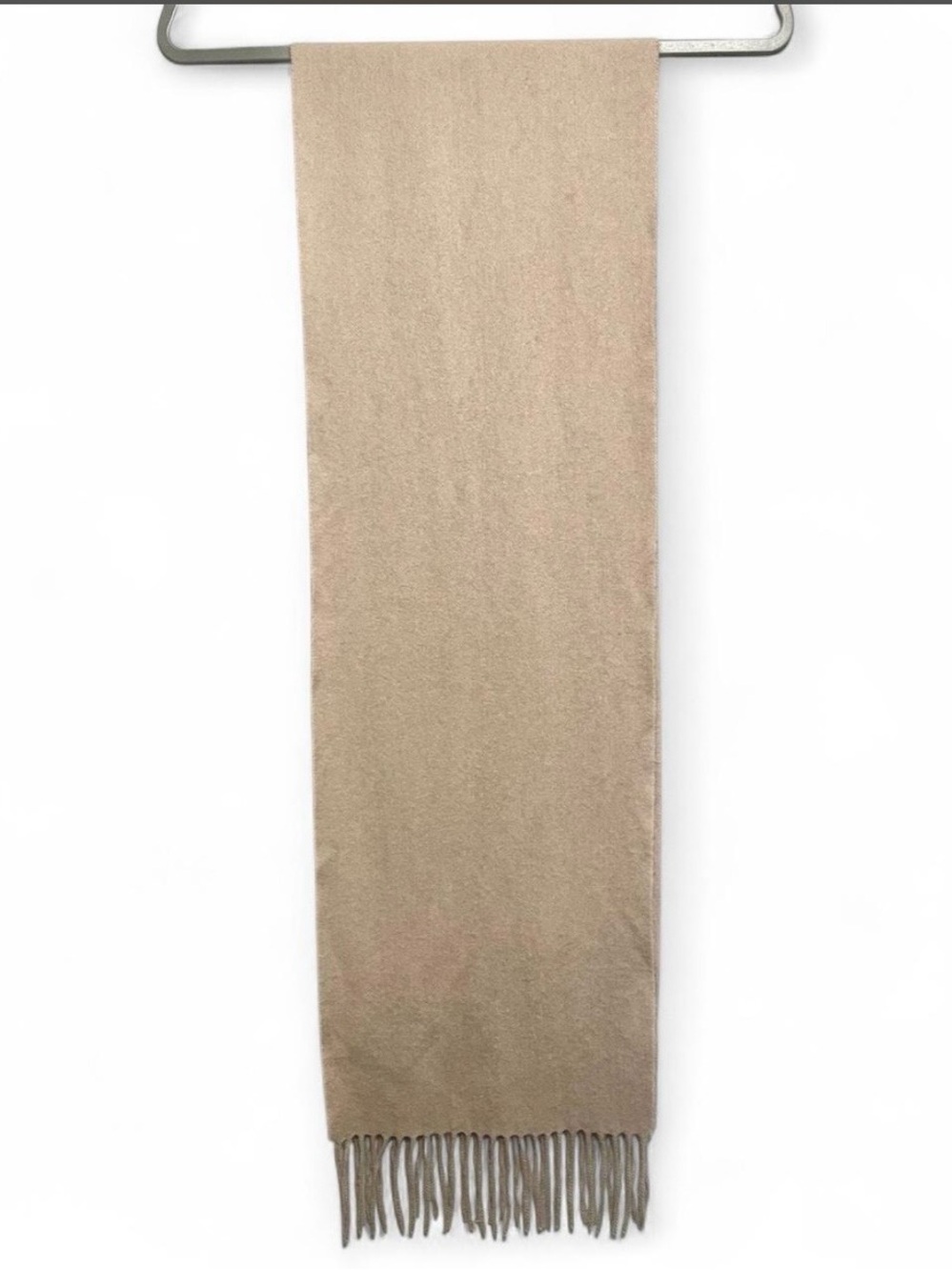Charter Club 100% Cashmere Unisex Fringe Scarf Taupe Brown Oatmeal Beige Luxury